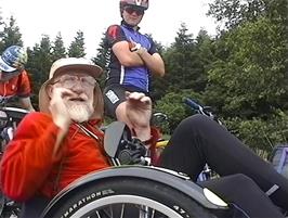 A jolly couple stop to talk about their adventures on their recumbent tandem at North Kessock, just a few miles from Inverness